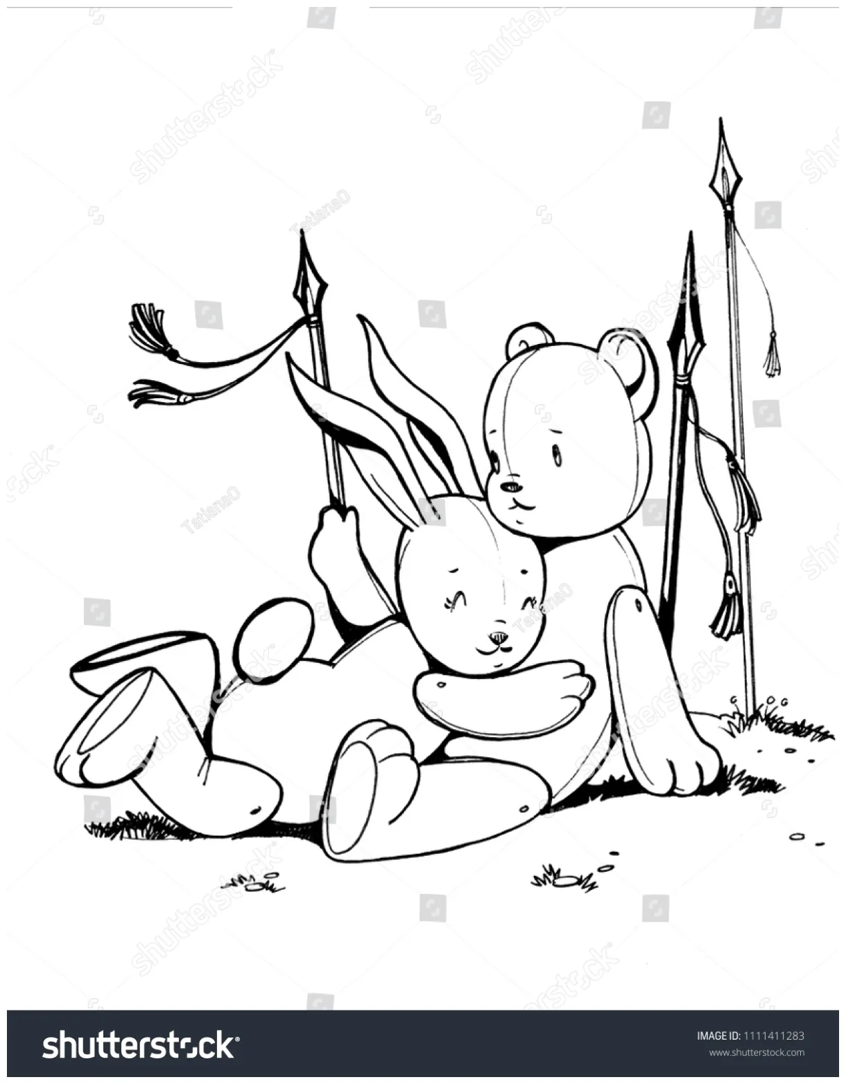 Coloring page illustration teddy bear toy stock illustration 1111411283