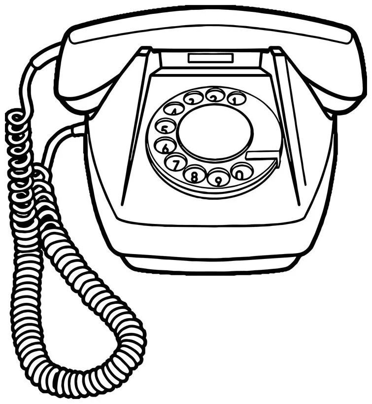 An old fashioned phone is shown in black and white, with the cord