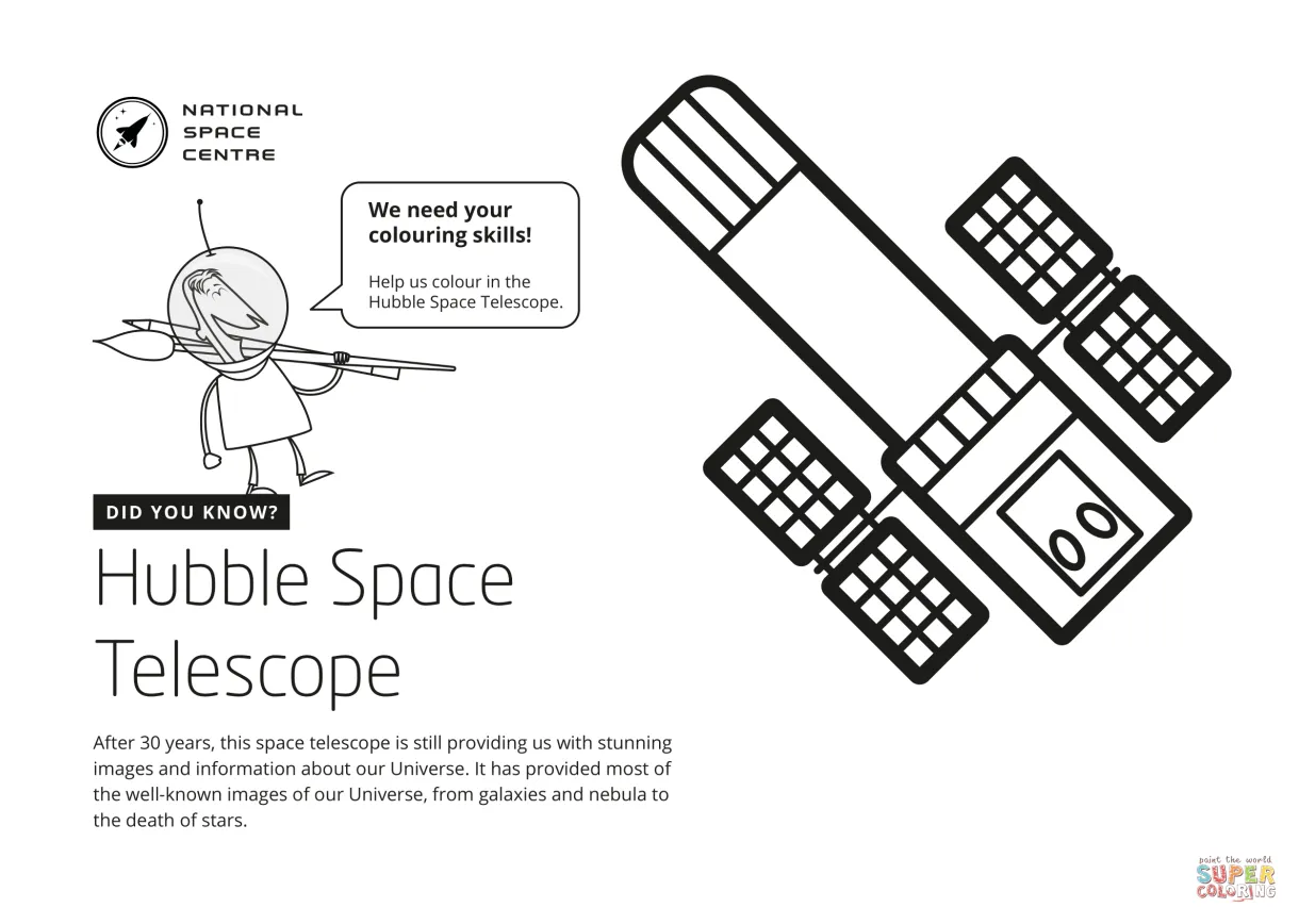 Hubble space telescope coloring page free printable coloring pages printable coloring page
