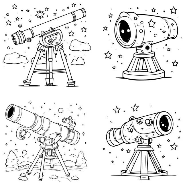 Premium vector a coloring page of a telescope