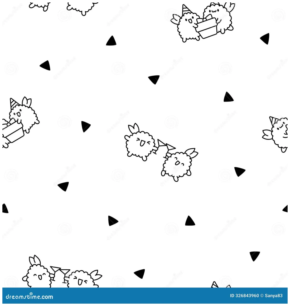 Cute couple fried shrimp tempura. coloring page stock vector