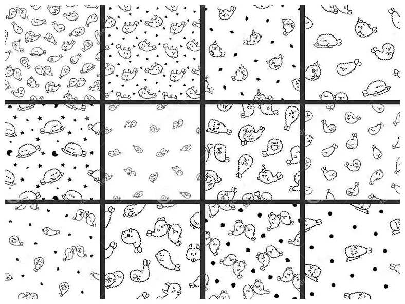 Funny tempura shrimp characters. coloring page stock vector