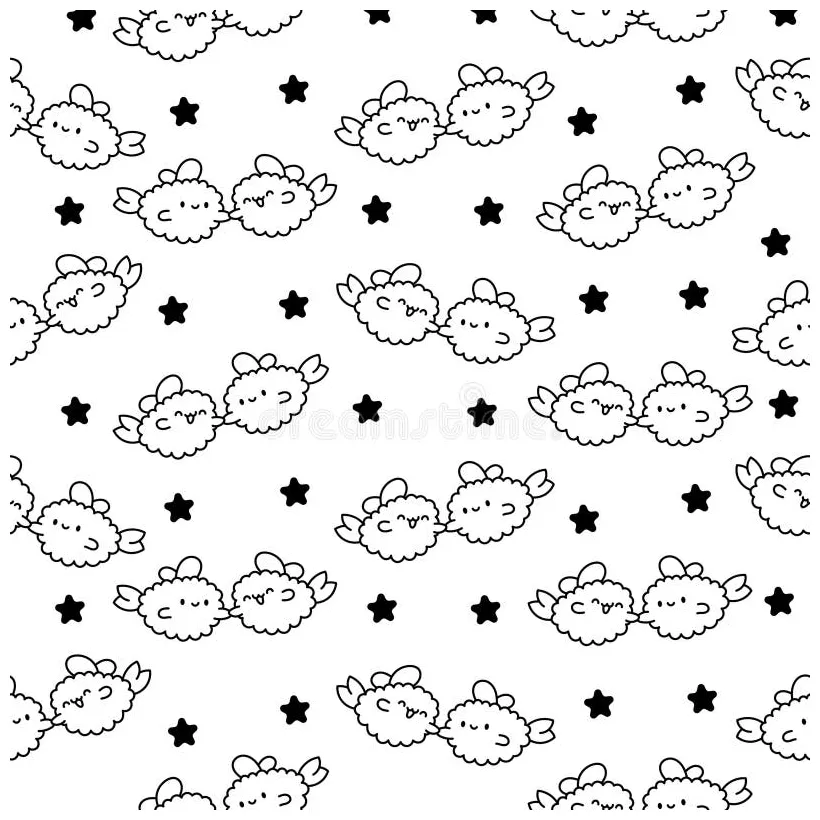 Cute couple fried shrimp tempura. coloring page stock vector