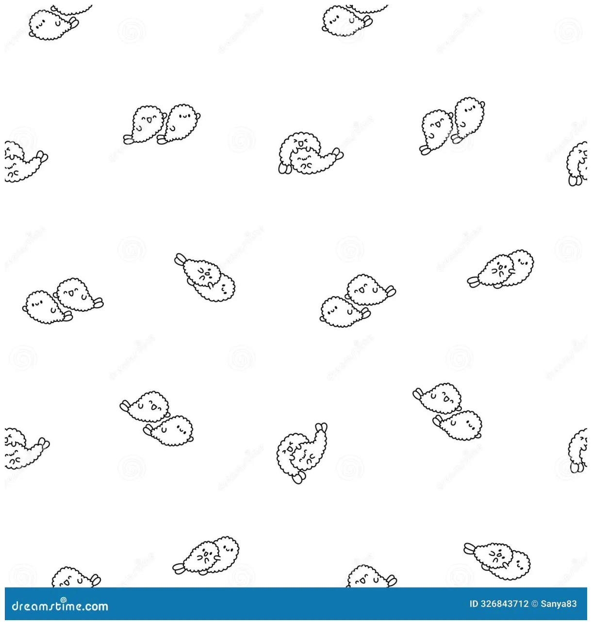 Funny tempura shrimp characters. coloring page stock vector