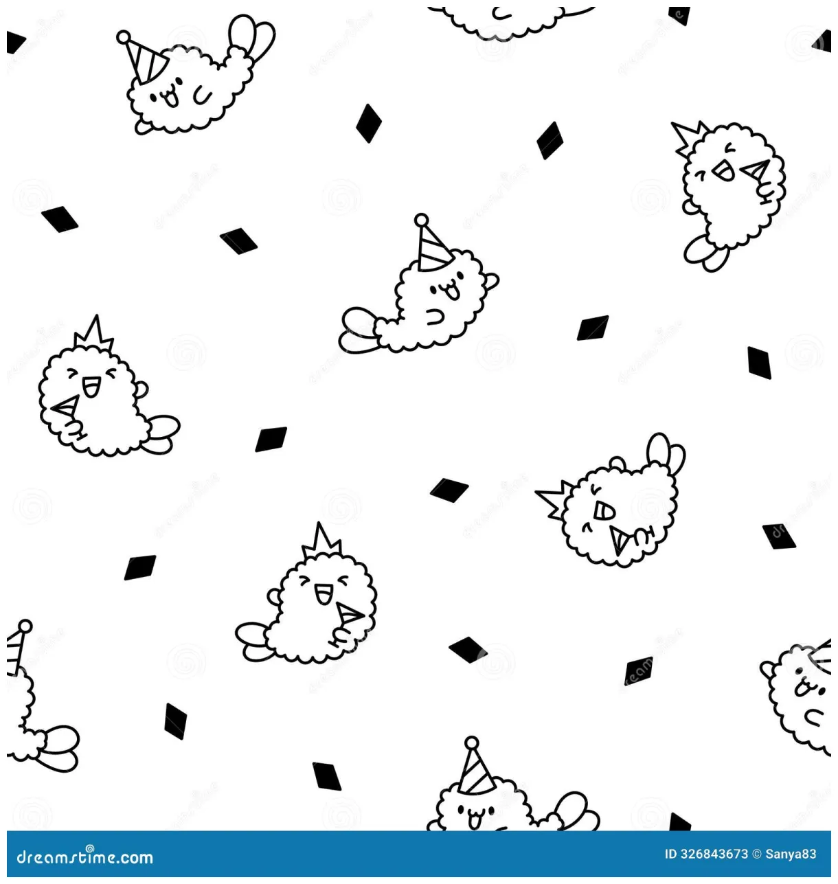 Funny tempura shrimp characters. coloring page stock vector