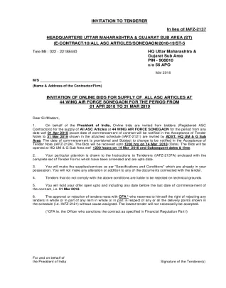 Fillable online invitation to tender letter sample letter and