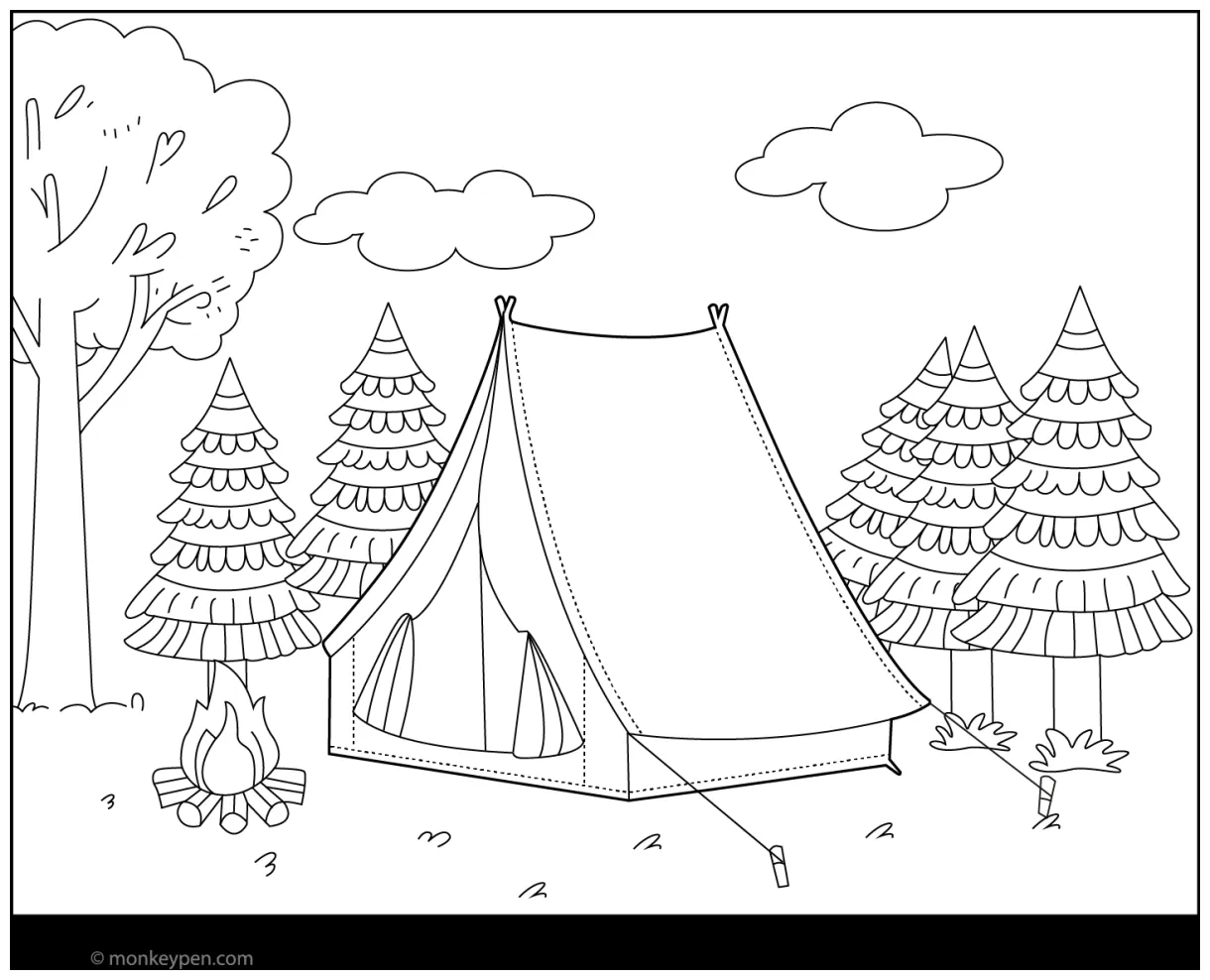 Tent coloring page