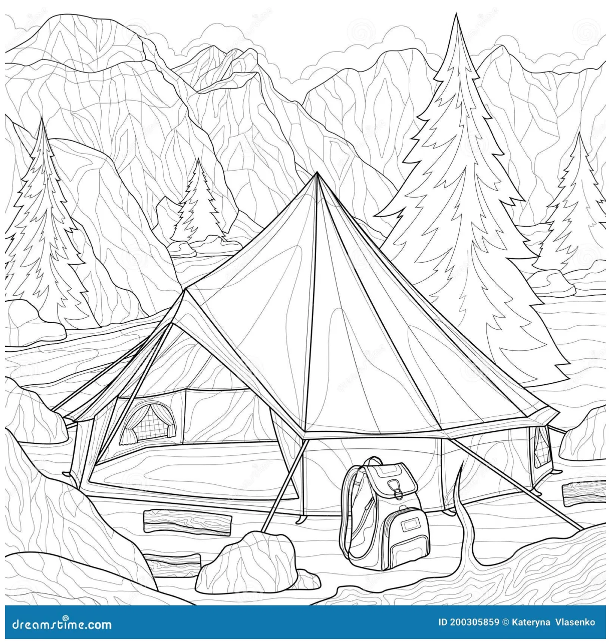 Tent coloring page graphy cartoondealer #50165726