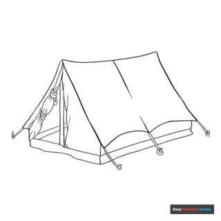 Tent coloring page easy drawing guides