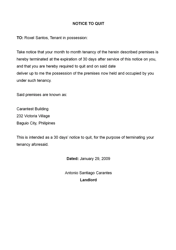 Free printable letter of termination form generic