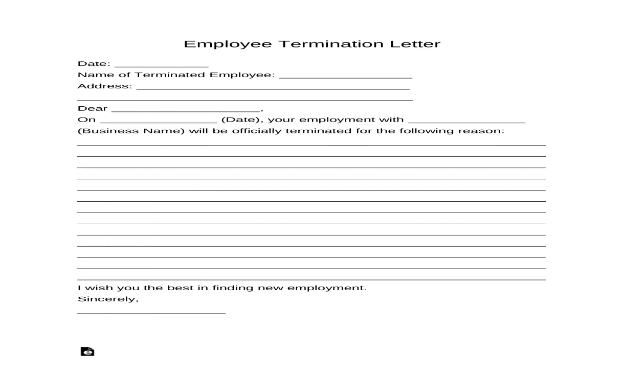 Free employee termination letter template pdf word eforms