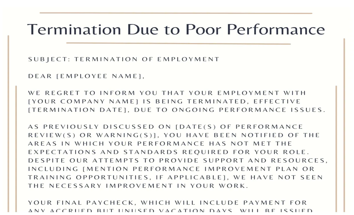 Termination letter templates — turbo transitions