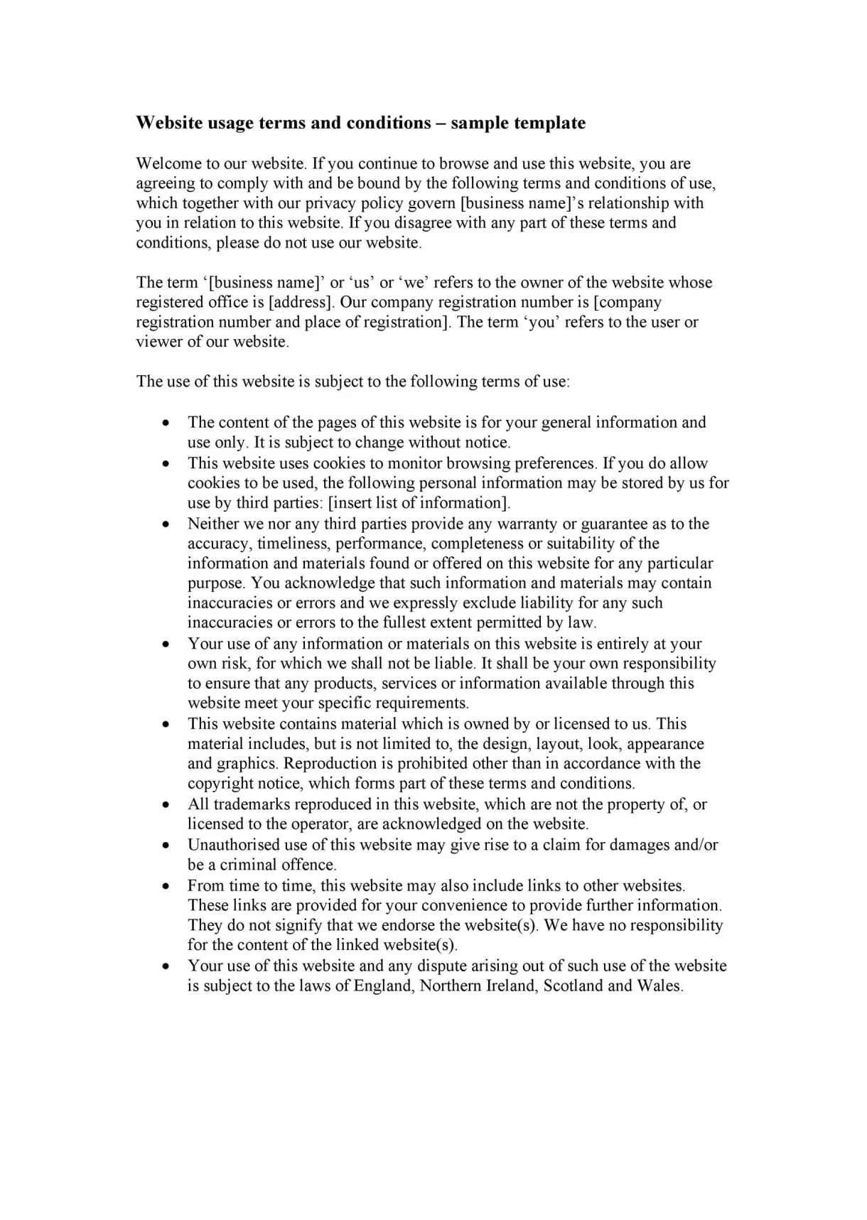 40 free terms and conditions templates for any website ᐅ templatelab