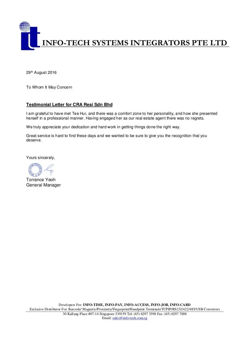 Testimonial request template