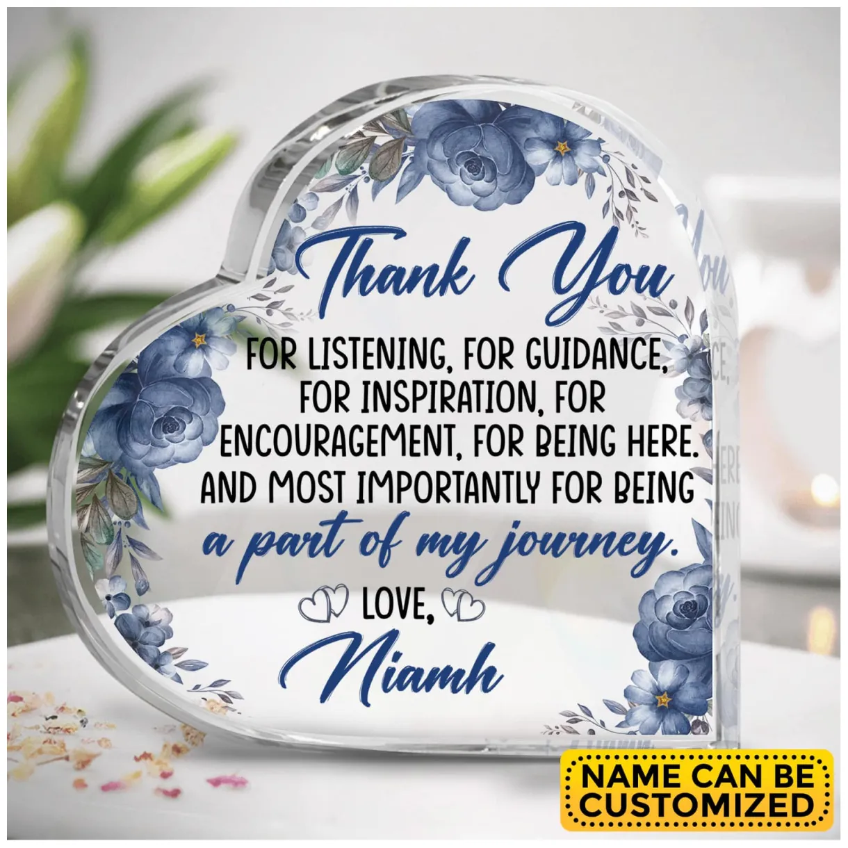 Personalized thank you for listening for guidance acrylic plaque