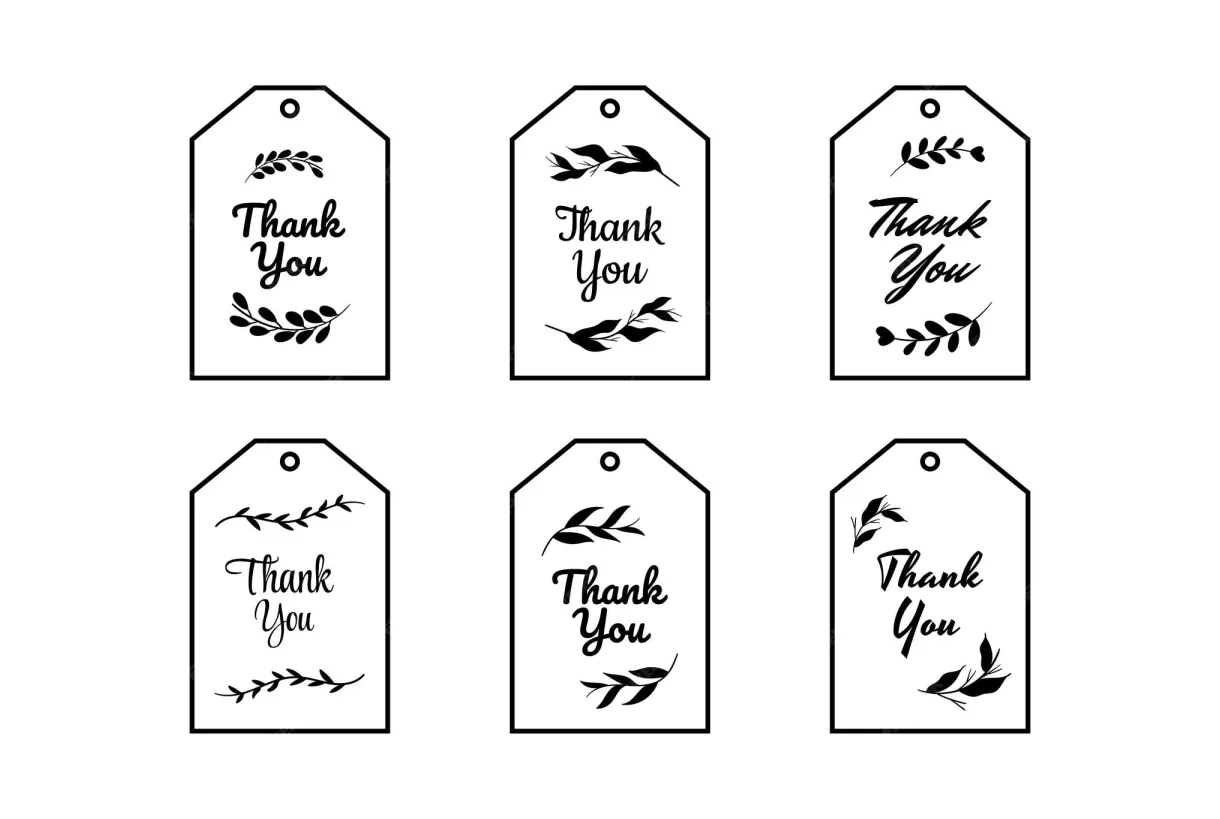 Premium vector set of thank you gift tag vector printable coloring page