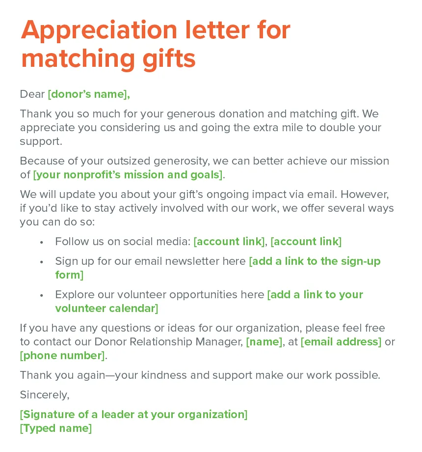 Donor thank you letter examples infoupdate
