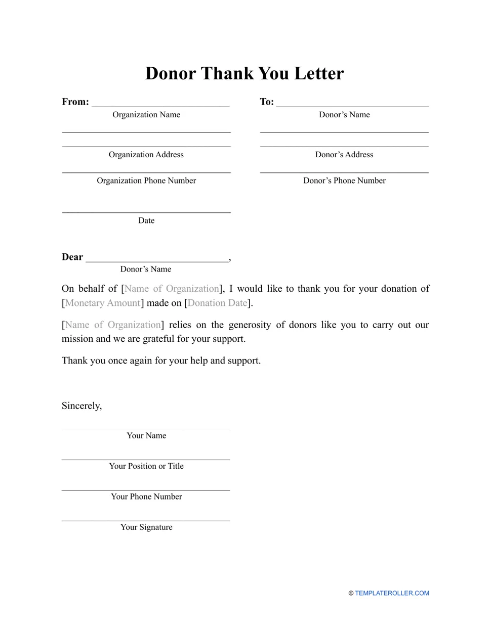 Donor thank you letter template download printable pdf templateroller printable coloring page