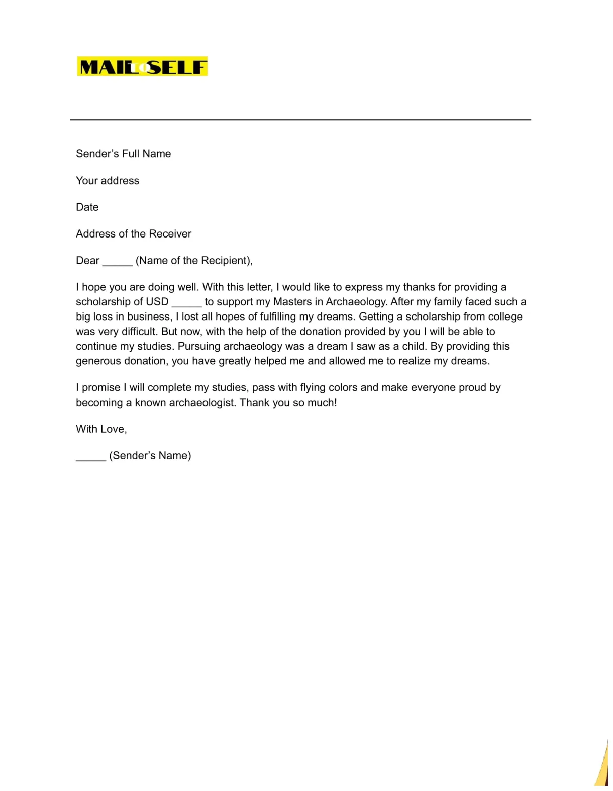 Scholarship donor thank you letter 01 best letter template free word