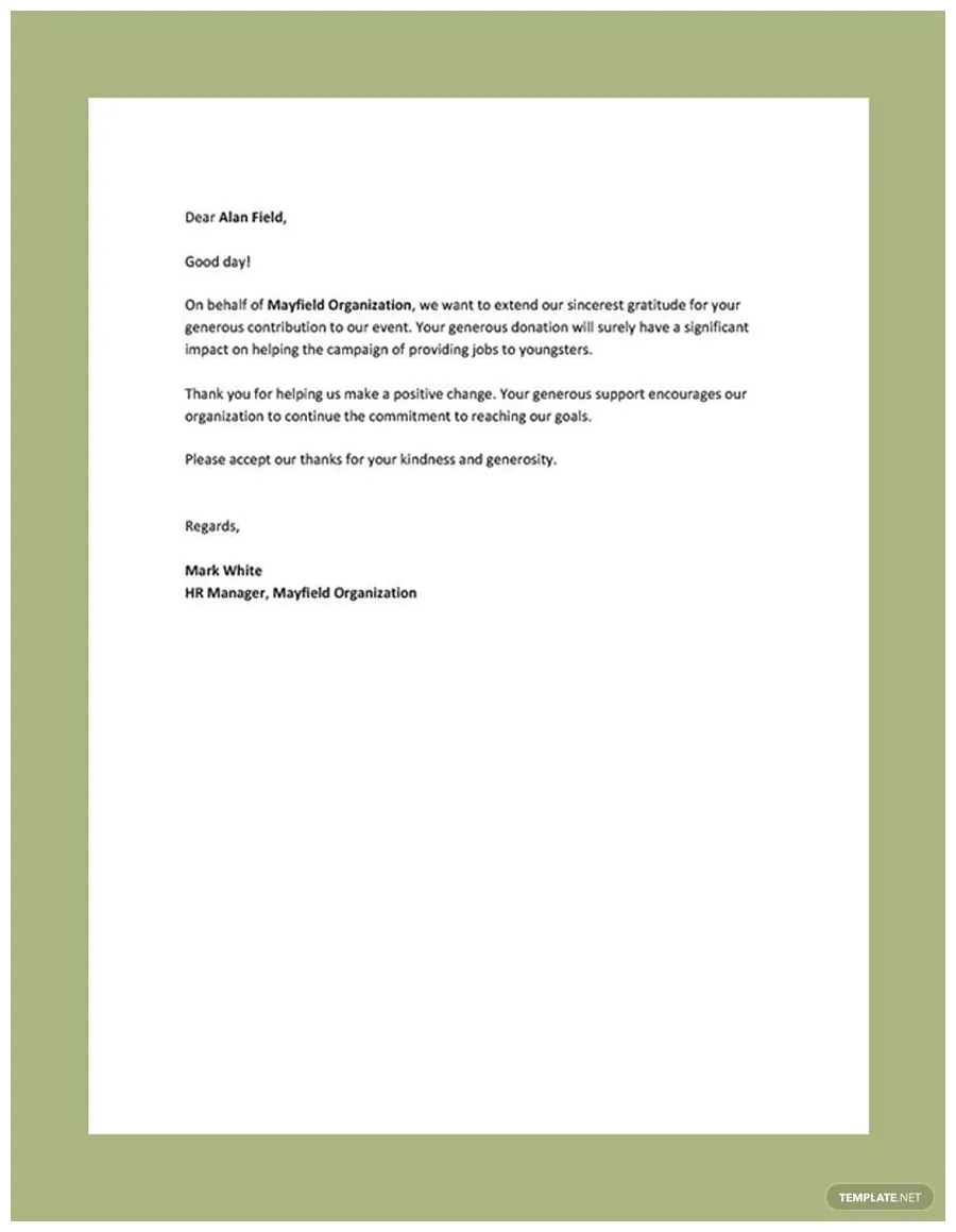 Donor thank you letter examples infoupdate