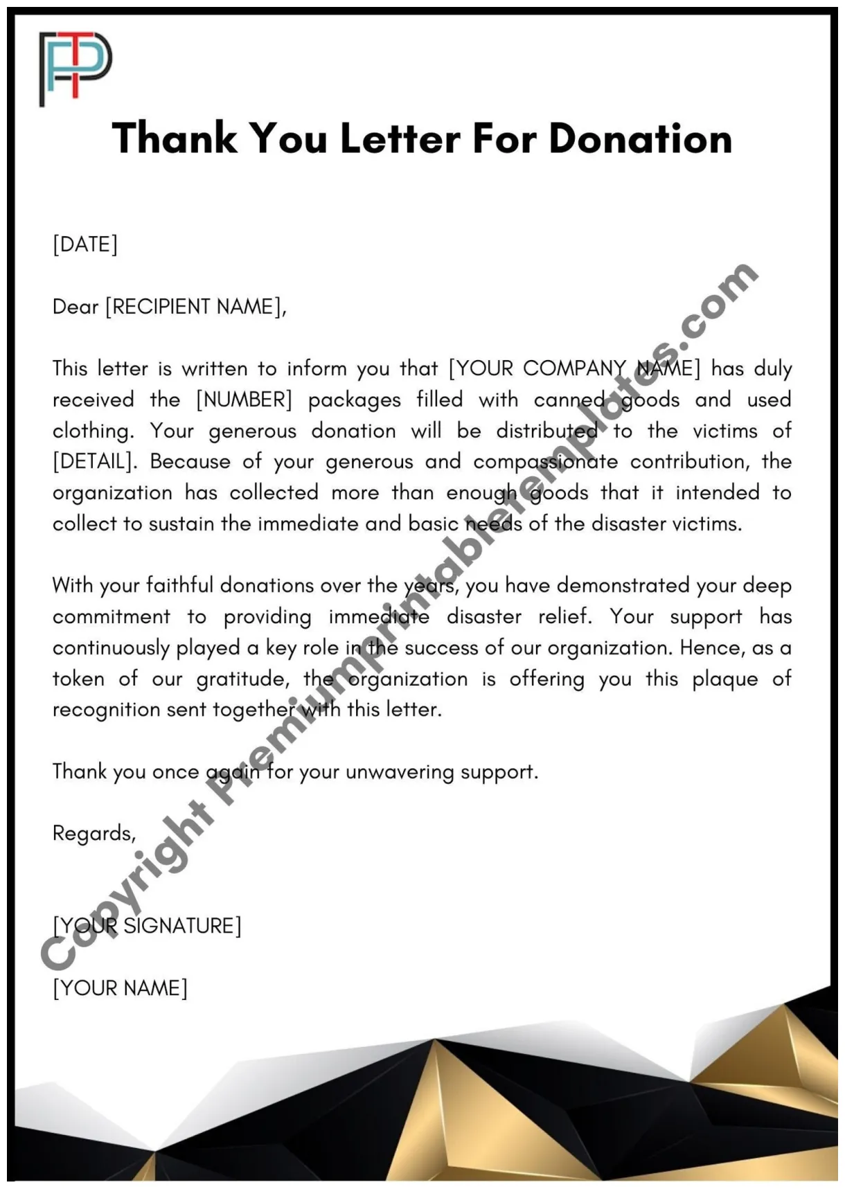 Thank you letter wedatila