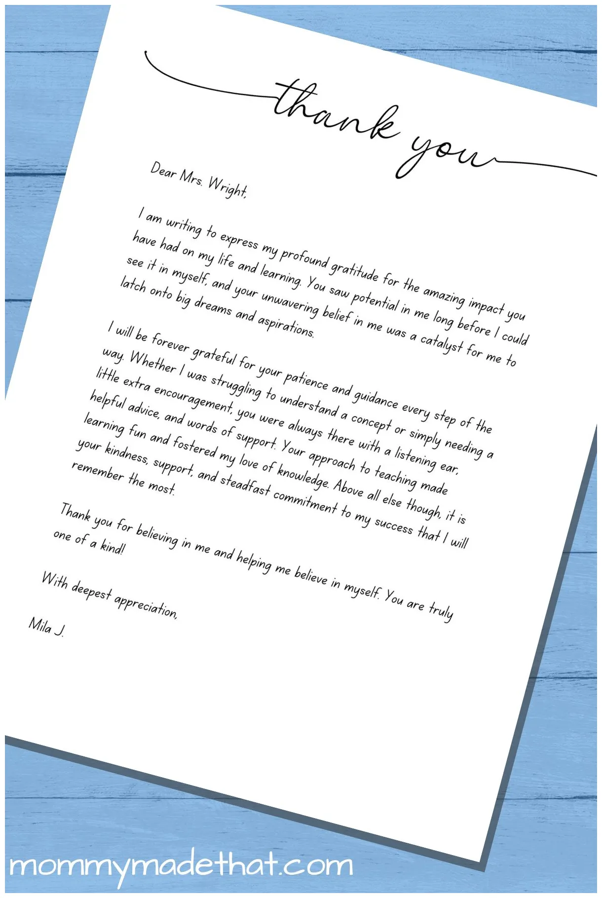 Thank You Letter For My Teacher at Brenda Gilland blog