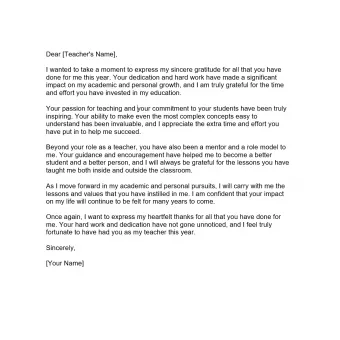 Thank You Letter to Teacher | Forms - Docs - 2023