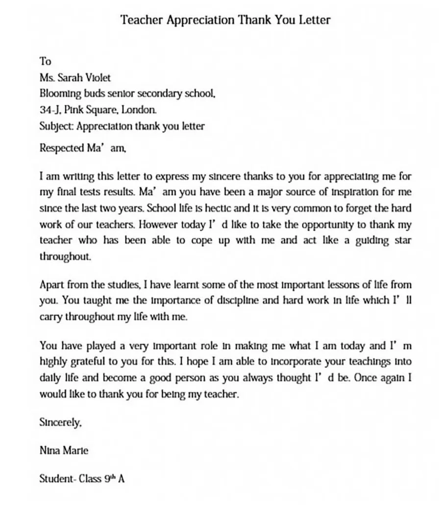 Thank you letter to teacher and how to make them melted to your letter