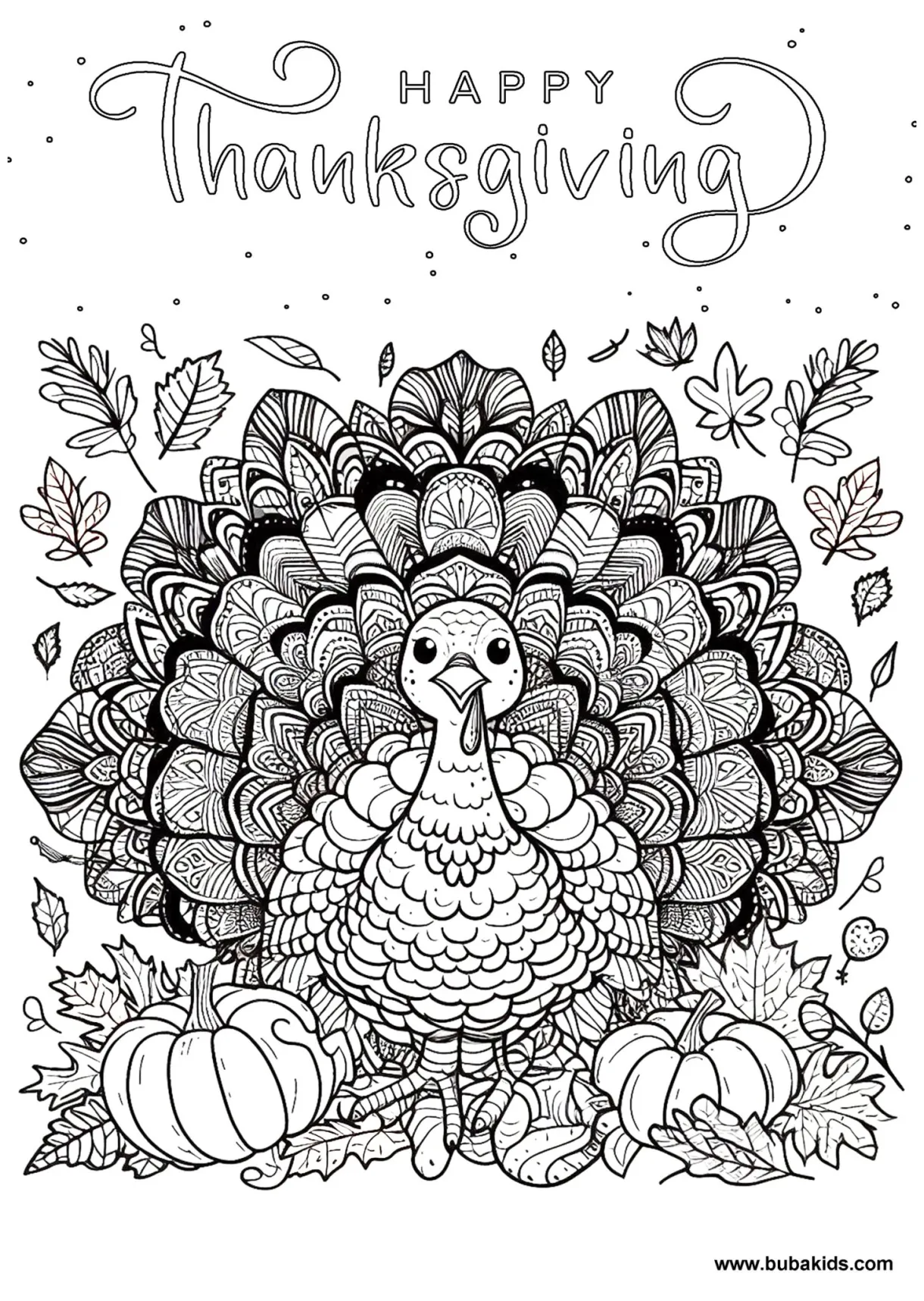 Coloring page happy thanksgiving bubakids bubakids