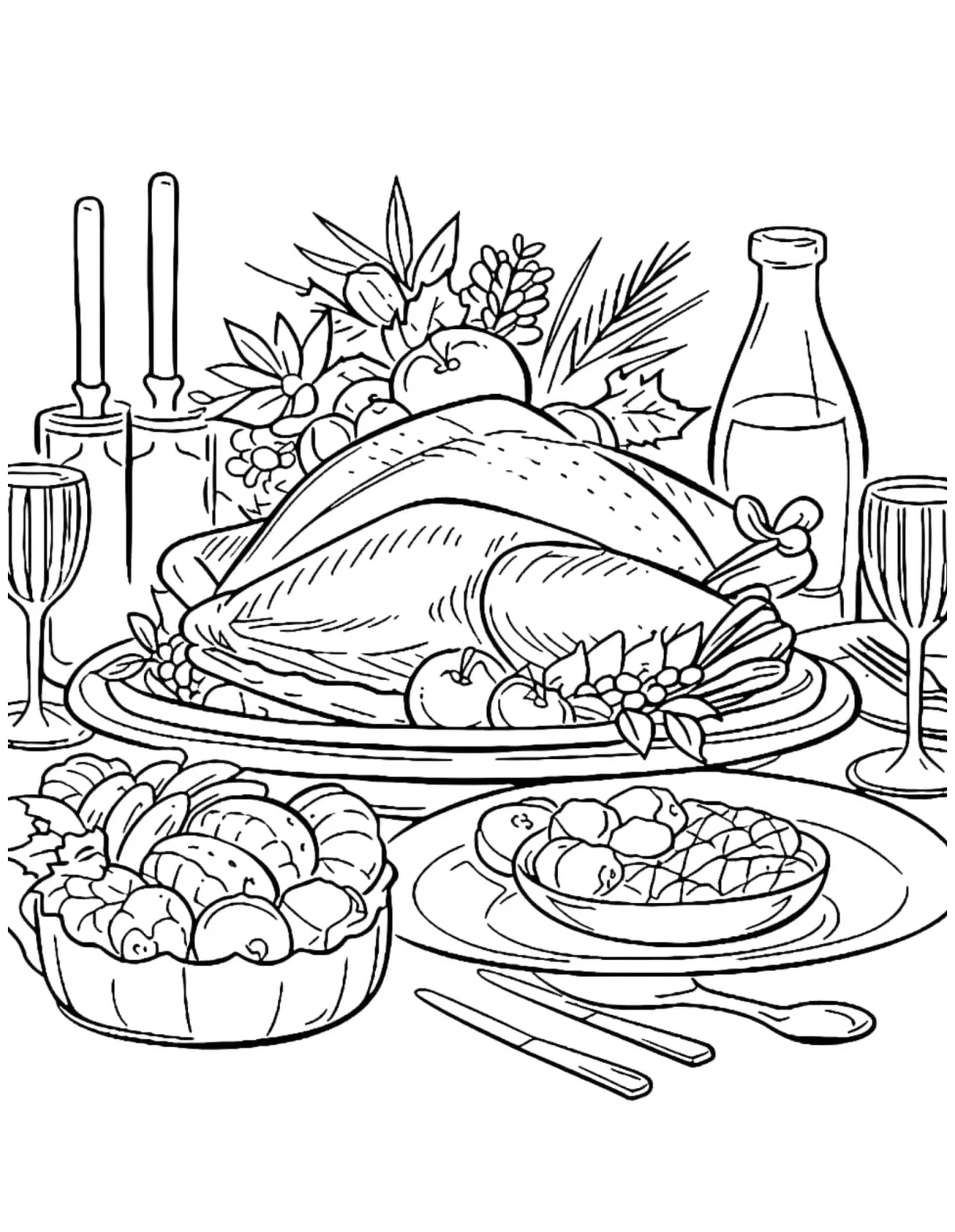 Thanksgiving dinner coloring pages download free printable