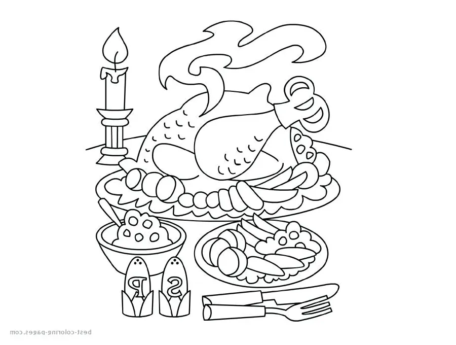 Thanksgiving table coloring page at getcolorings free printable printable coloring page