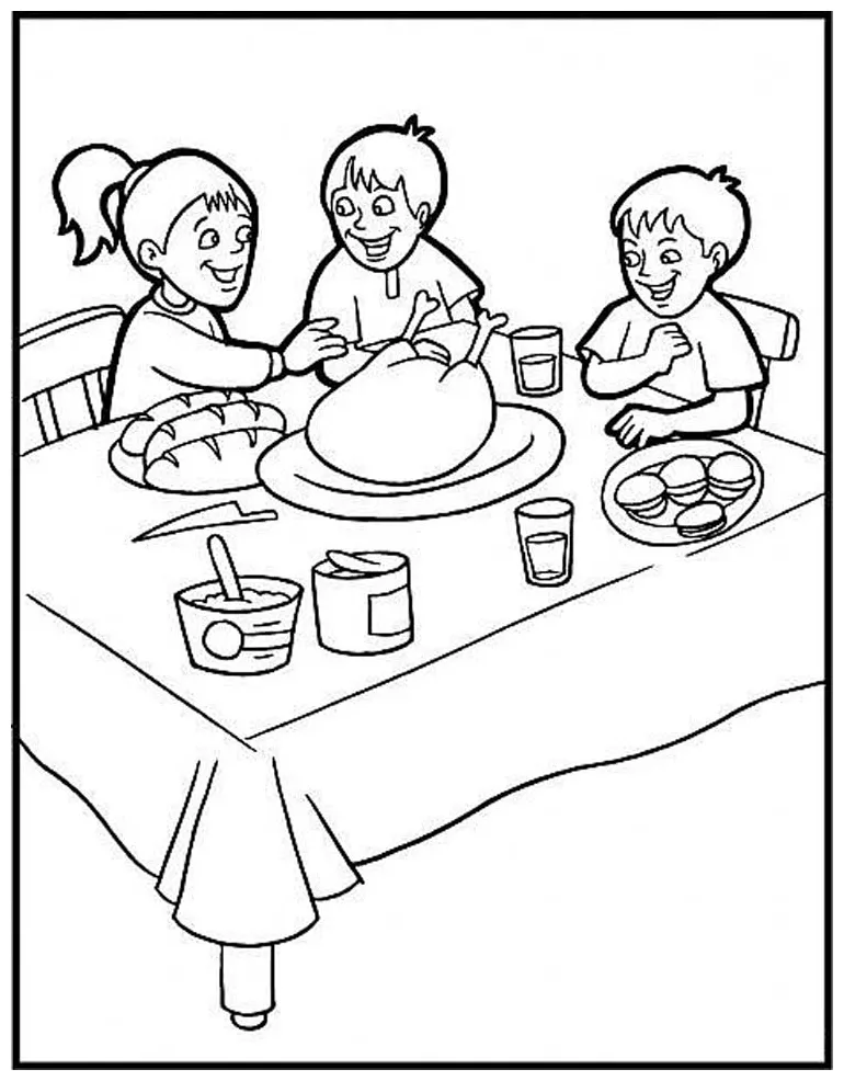 Thanksgiving table coloring page at getcolorings free printable