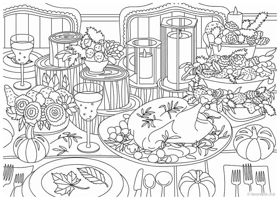 Thanksgiving table favoreads coloring club