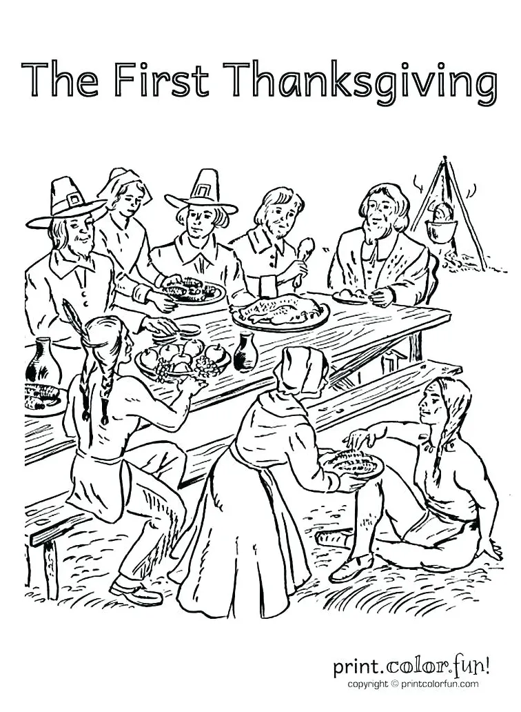 Thanksgiving Feast Coloring Pages at GetColorings.com | Free printable