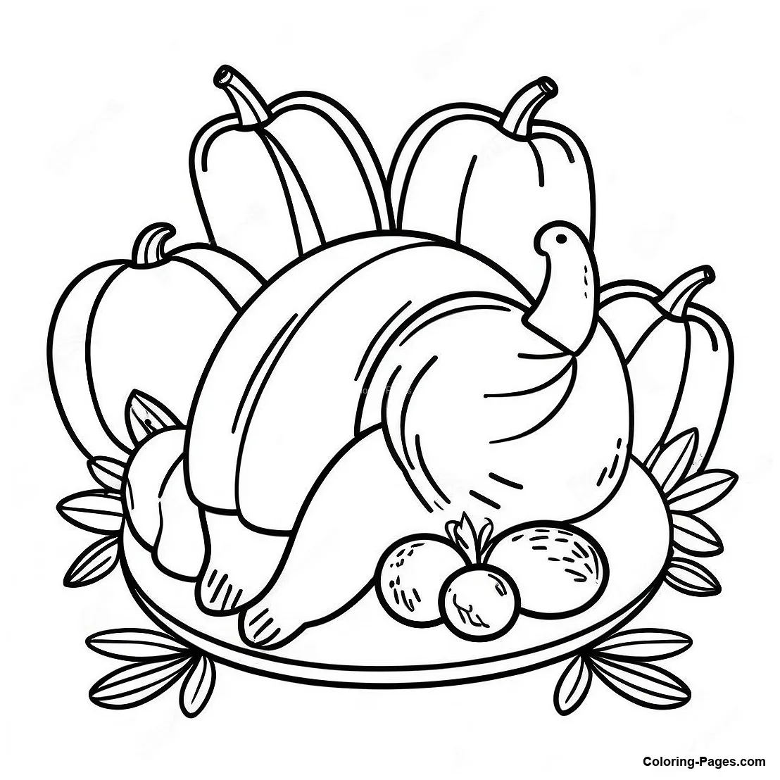 Thanksgiving Feast Coloring Page | Coloring-Pages.com