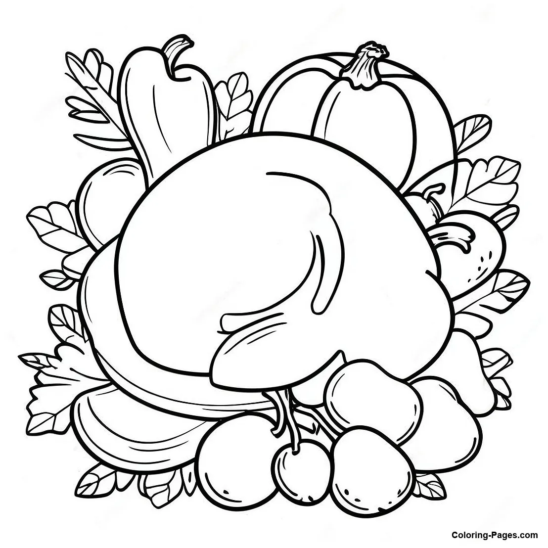 Thanksgiving Feast Coloring Page | Coloring-Pages.com