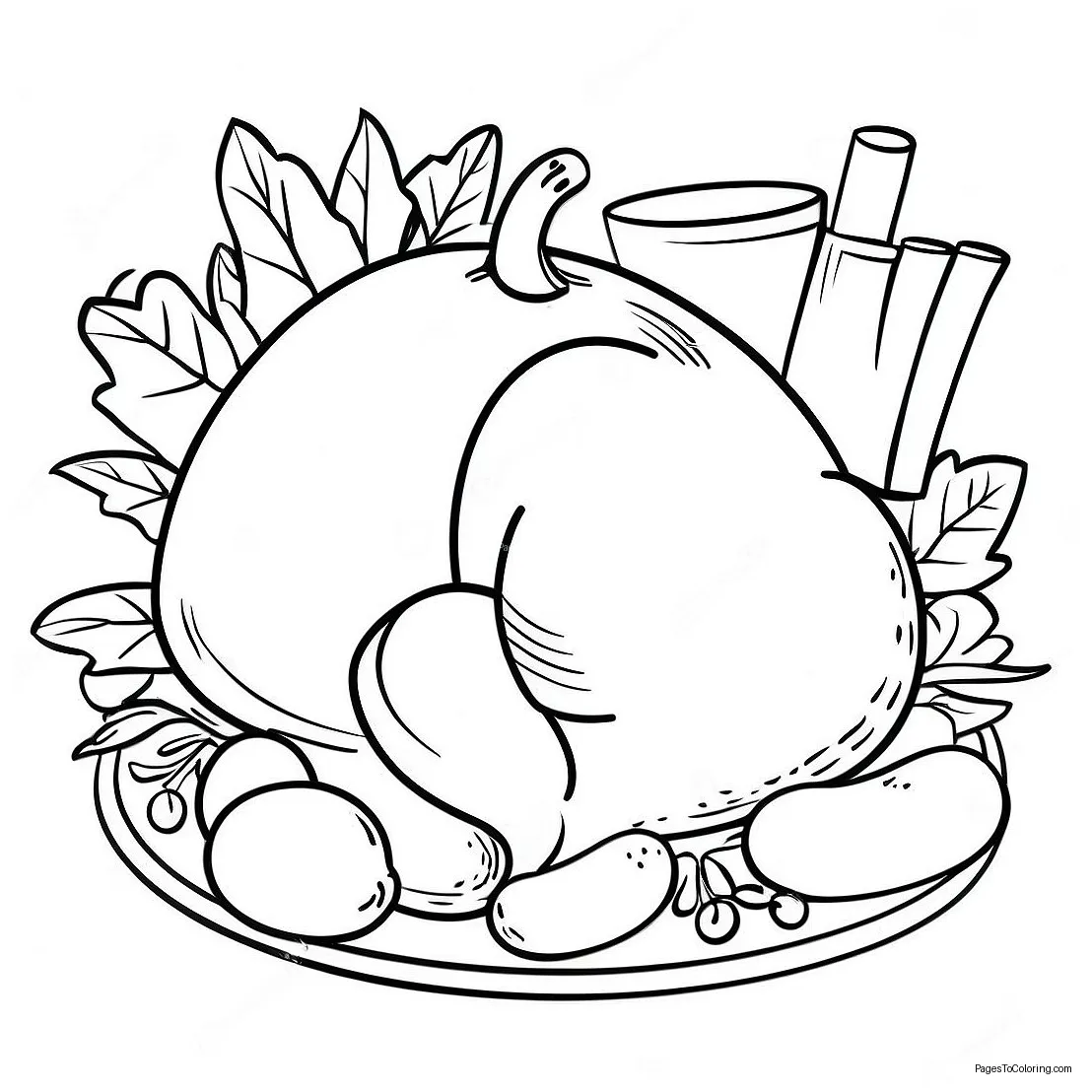 Thanksgiving Feast Coloring Page (48832-39120)