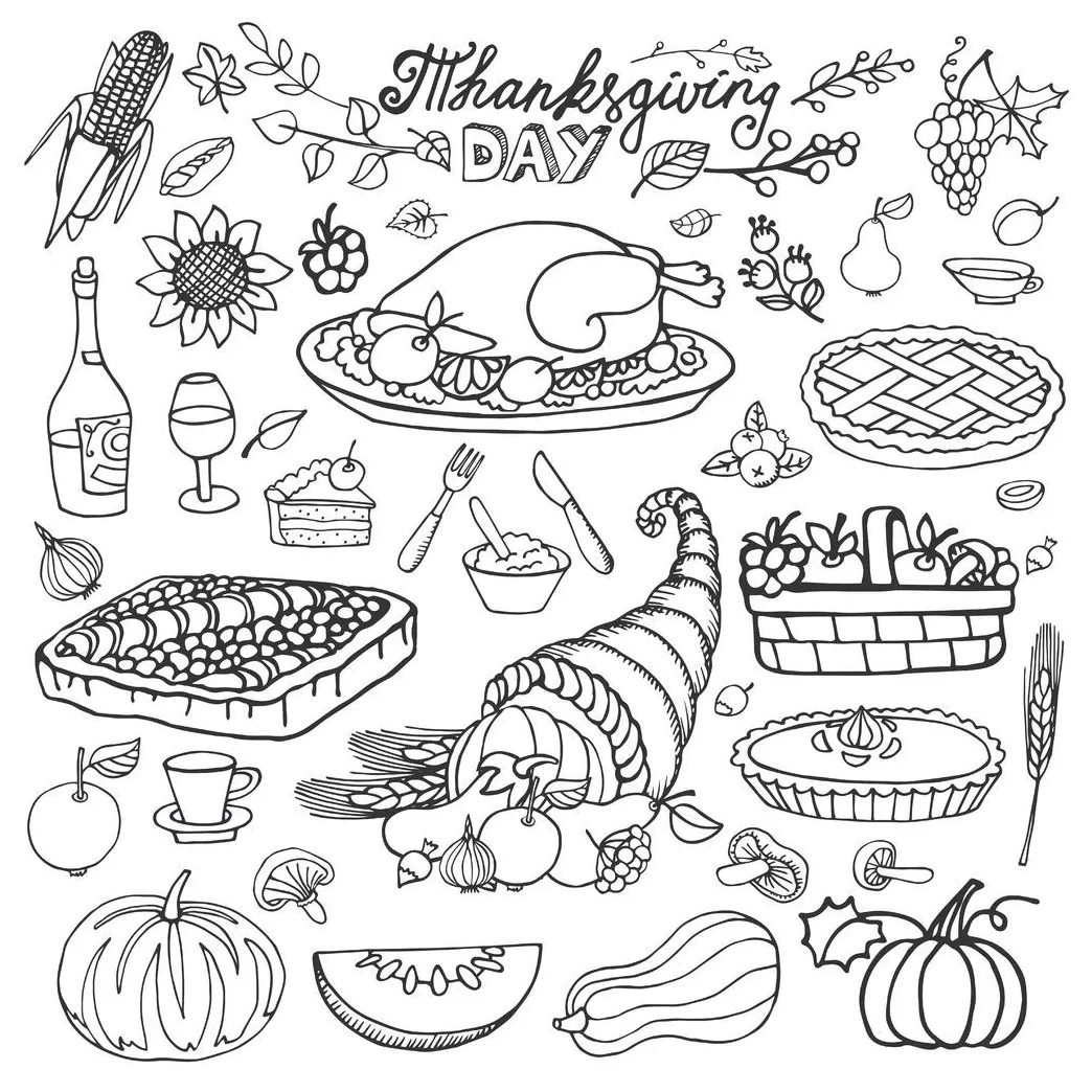 Thanksgiving Feast Coloring Page