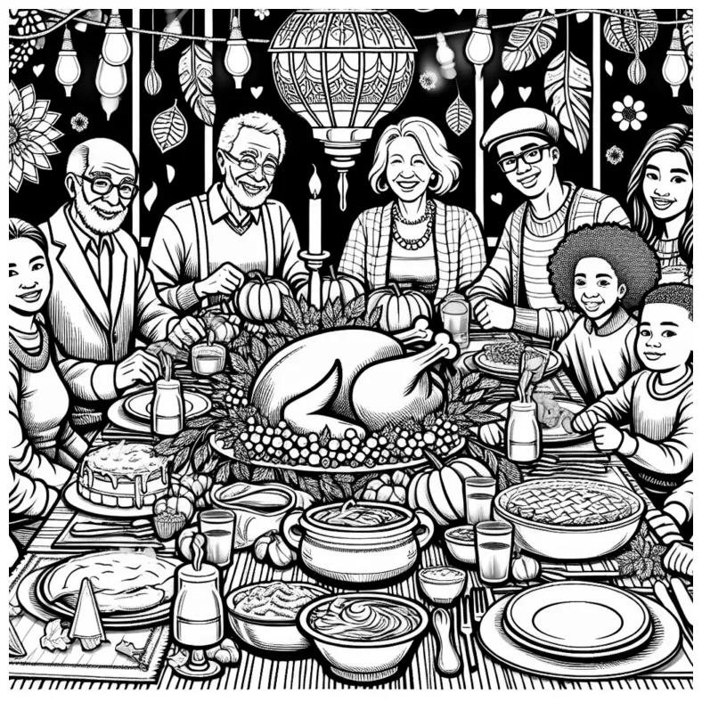 Thanksgiving Feast Coloring Page | ColorBliss