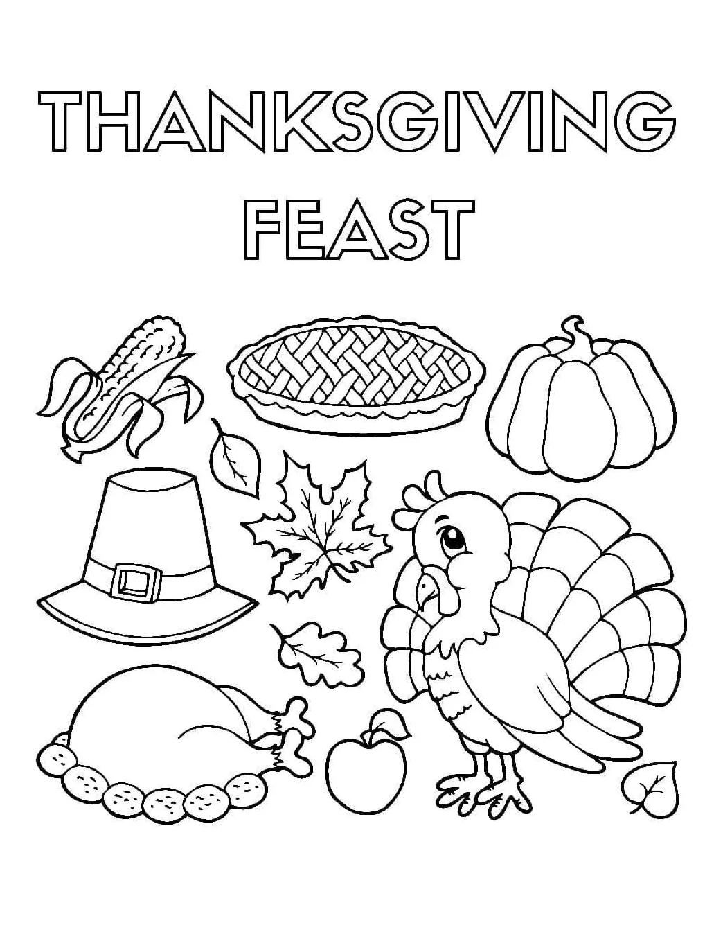 Thanksgiving Feast coloring page - Download, Print or Color Online for Free