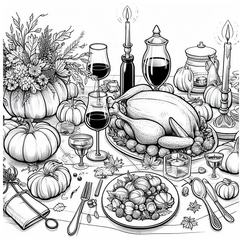 Coloring page Thanksgiving : Feast 18