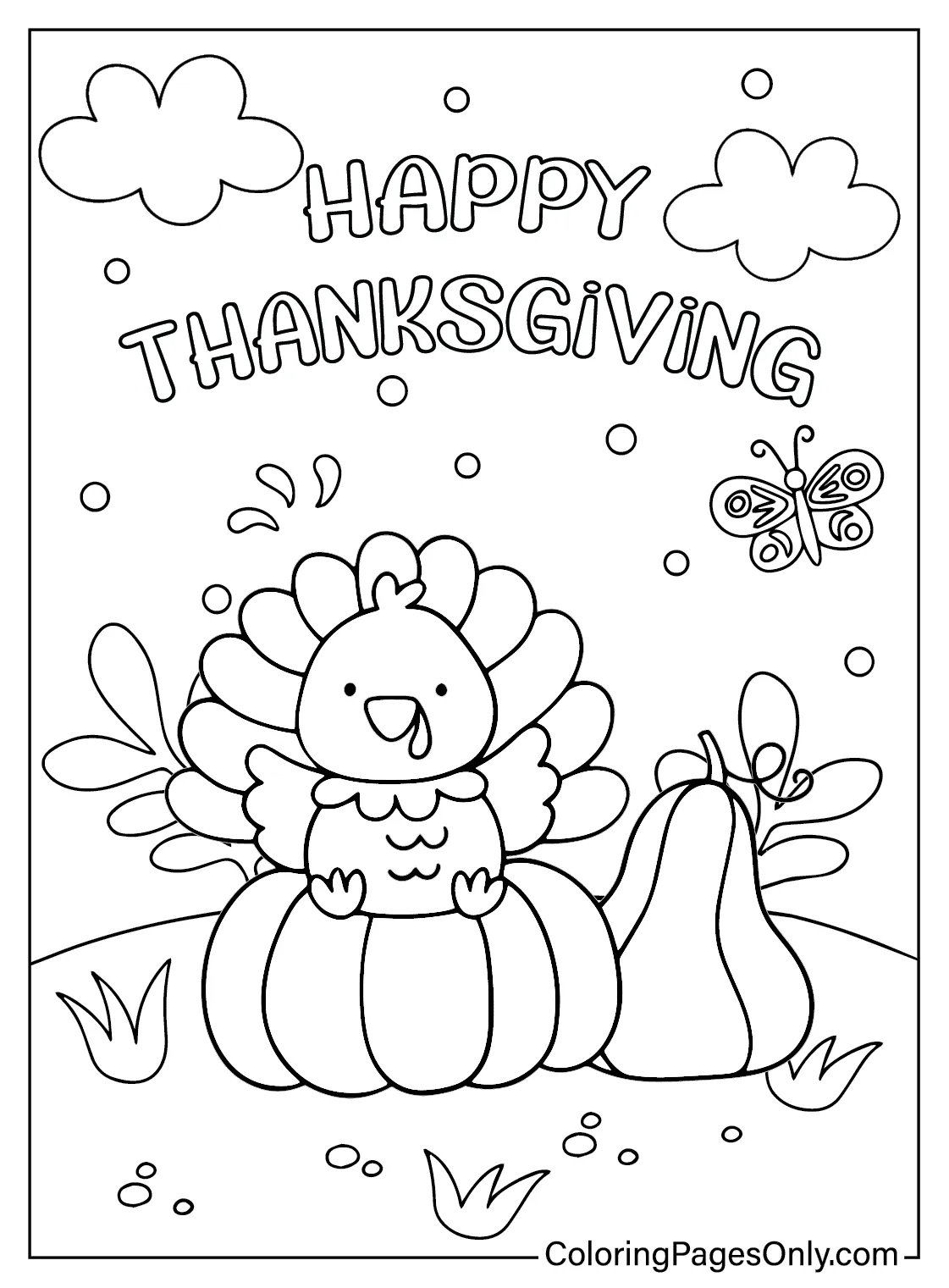 Thanksgiving Turkey Color Page - Free Printable Coloring Pages