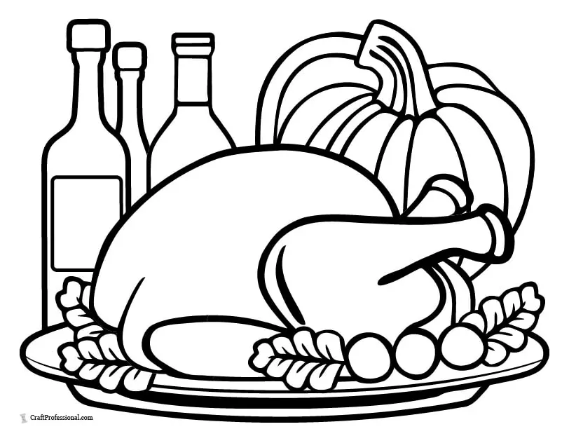 Cooked turkey coloring page