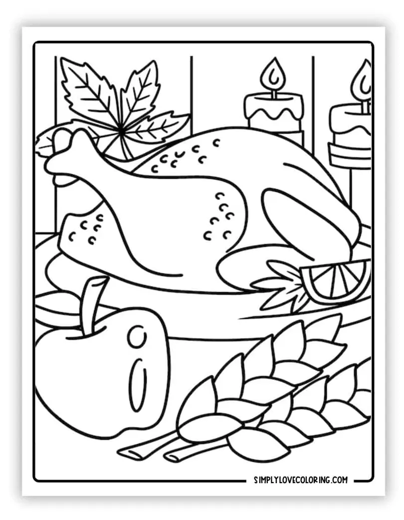Cooked turkey coloring page