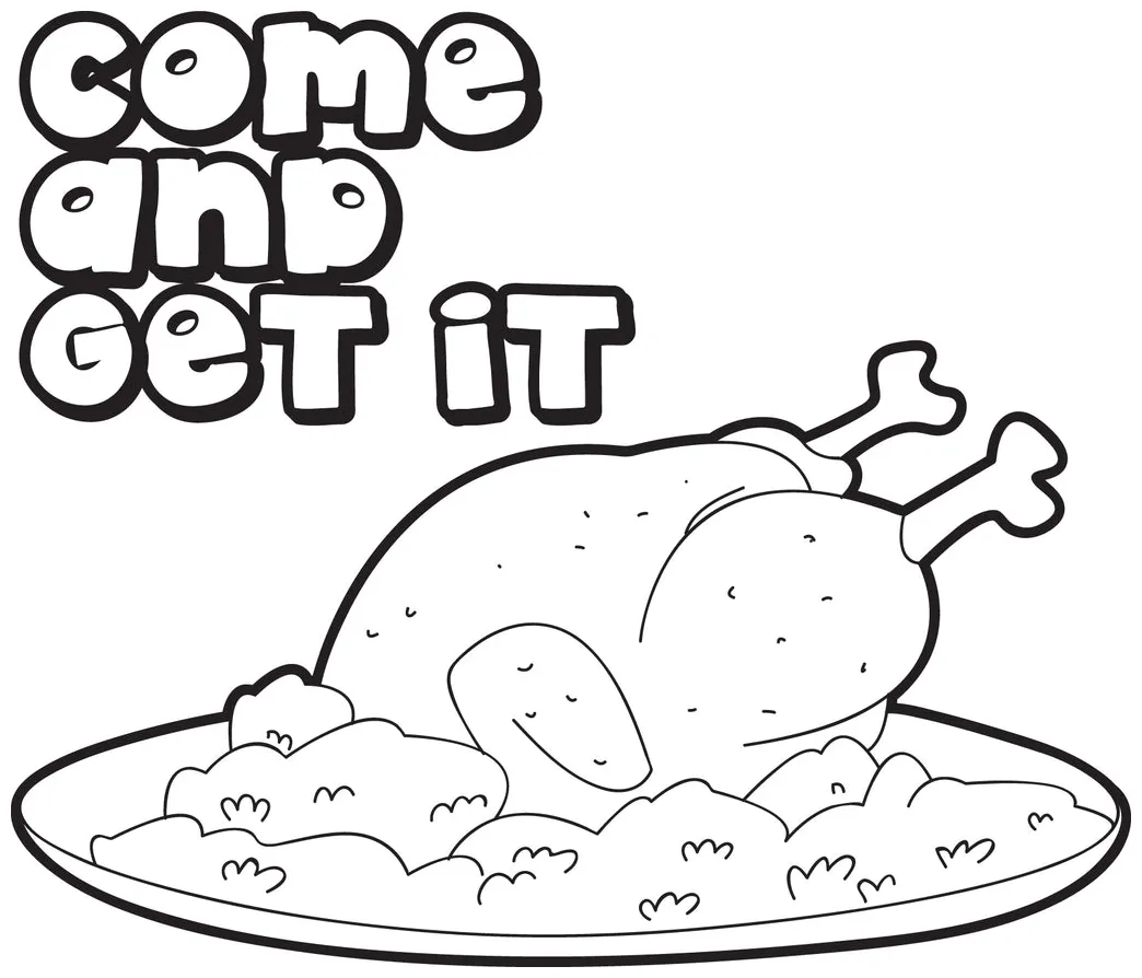 Free printable cooked thanksgiving turkey coloring page for kids #1