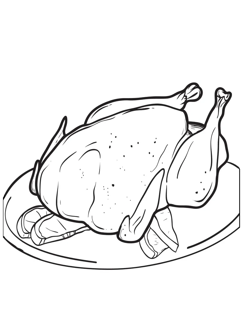 Free printable cooked thanksgiving turkey coloring page for kids #2