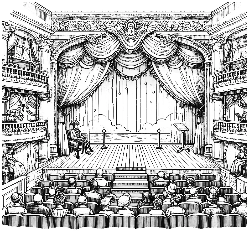 Theater Stage 🎭🎬🎥 Coloring Page