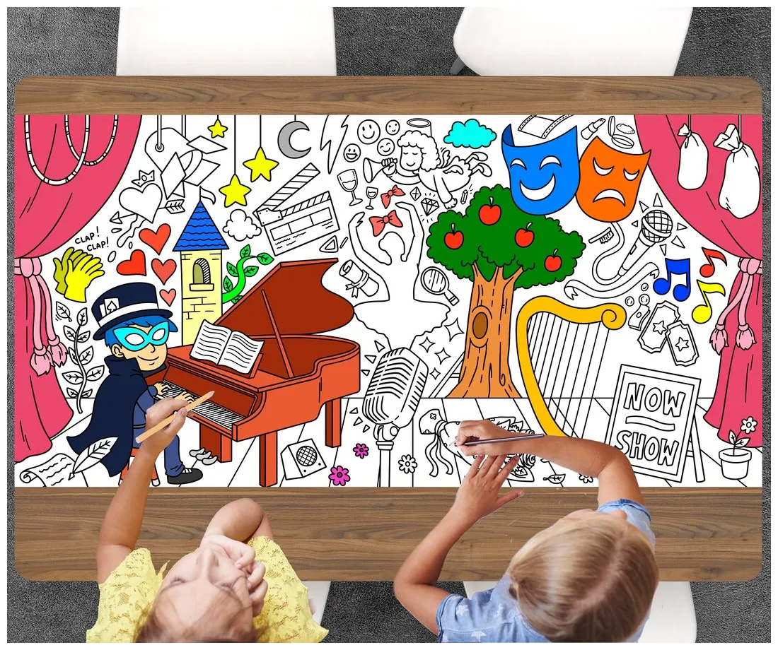 Theater Themed Coloring Page, Coloring Sheet for Kids, Jumbo Coloring