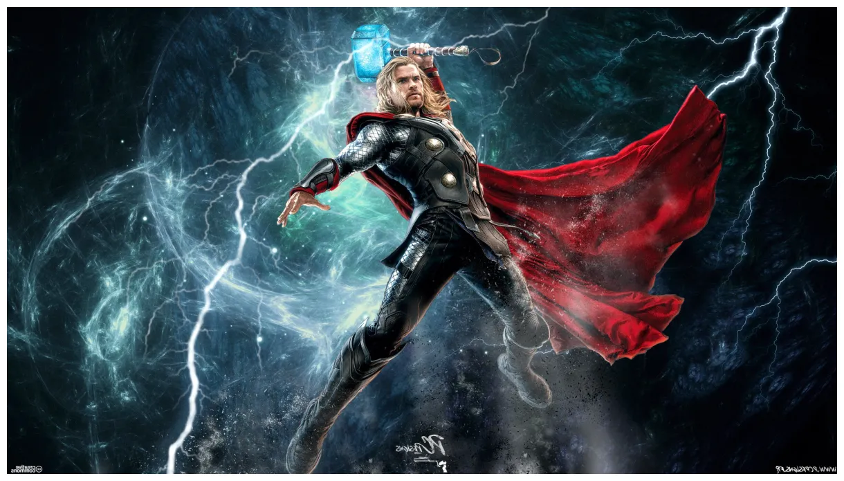 Thor, chris hemsworth, marvel comics, comics, lightning, mjolnir