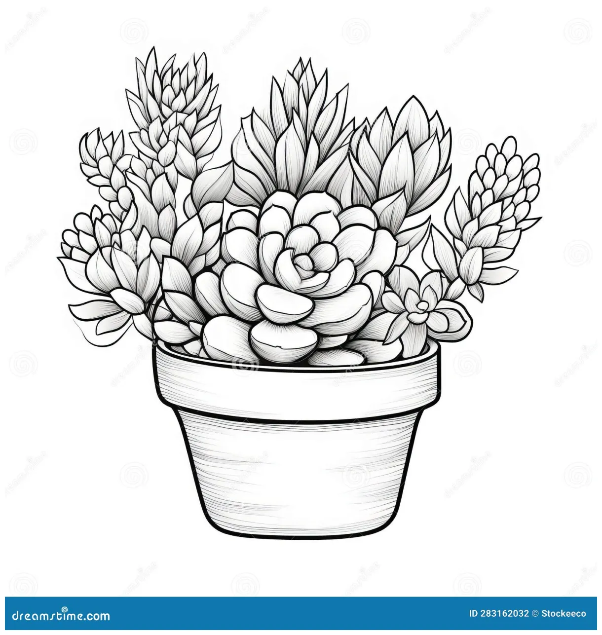 Thyme Coloring Page For Children: Haworthia Fasciata Plant Royalty-Free